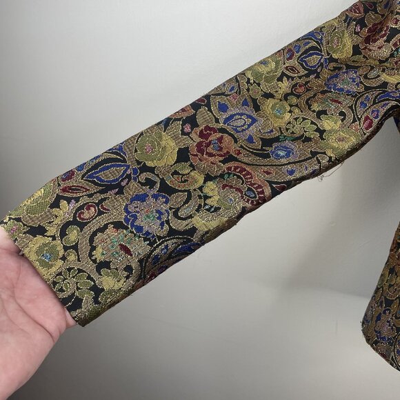 Vintage Womens Brocade Metallic Old Money Jacket 10 Gold Blazer Special Event - Picture 5 of 10